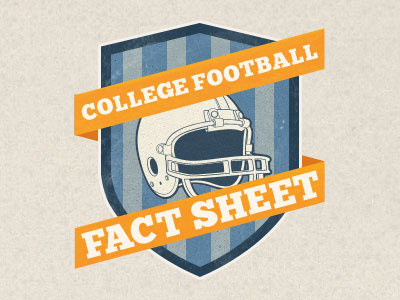 College Football Infographic badge banne blue college football helmet icon infographic logo orange ribbon shield sports team