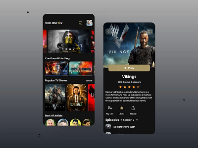 Video Streaming App adobe xd darkmode design minimal design ui ux video streaming app