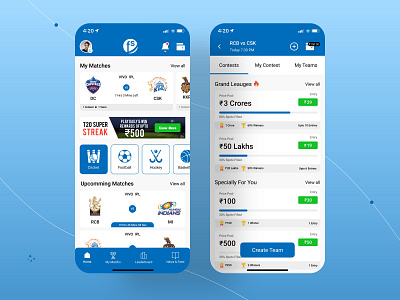 Fantasy Sports App adobe xd fantasy sports figma minimal sports app ui design user experience user interface