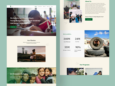 Non Profit Landing Page Website adobe xd branding landing page minimal non profit refugee website ui design website design