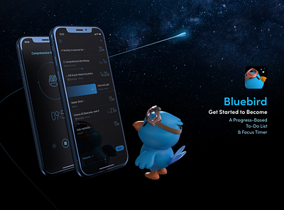 Bluebird iOS App Design 3d app bird focus icon mobile todo ui