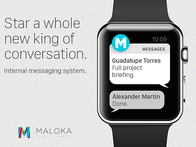 Maloka internal messaging system. apple apple watch design maloka ui ux watch