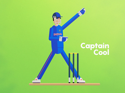 Captain Cool - MS Dhoni 2d cricket illustration sports style vector