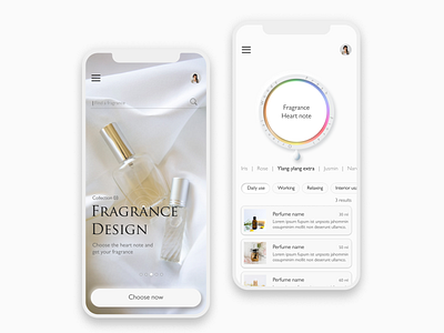 Fragrance choosing — UI UX app aroma concept essential oil exploration figma fragrance inspiration mobile neumorphism ui perfume ui ux web