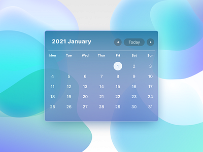 Calendar in glass morphism