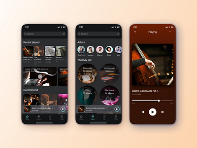Music app app application artist concept design mobile mobile app design mobile interface mobile ui music music player music recommendation play simple song ui ux