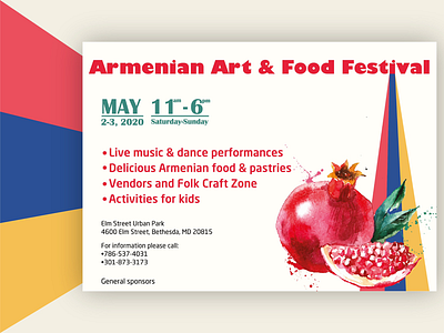 Flyer design for Armenian Art and Food Festival! armenian art eat festival flyer design food garnet washington
