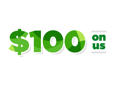 $100 on us $100 campaign credit deal money pattern price savings typography