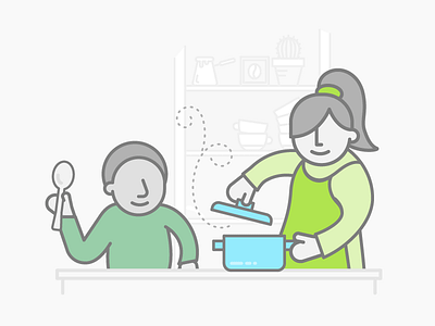 Family Time cook cooking family family time freelancing illustration kid kitchen lifestyle mom