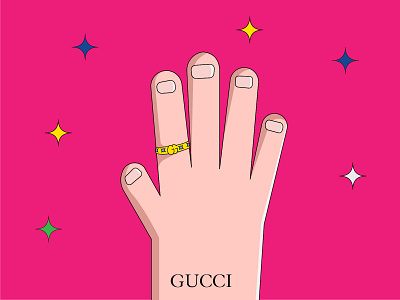 Gucci Gold Ring in illustration design diamond gold gucci illustration ring simple