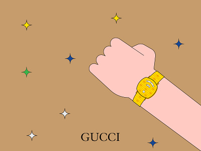 Gucci gold watch design gold graphic design gucci illustration vector