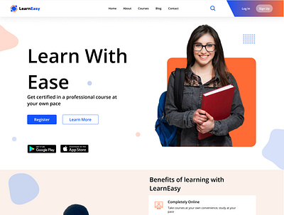 LearnEasy Landing Page branding design educative landing page product design ui uiux design ux web design