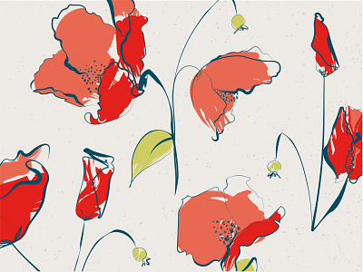 Poppy floral flower illustration kitchenaid motif pattern poppy standmixer