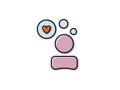 Consumer Satisfaction Icon consumer heart icon offset thought bubbles