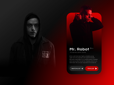 Mr. Robot — TV show app page dark mode movie app tv app tv series ui