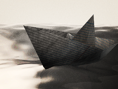 The Crossing 3d boat dream grainy origami paper sepia