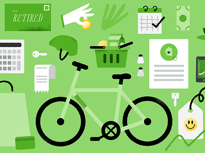 031319 bike dollar green helmet illustration receipt