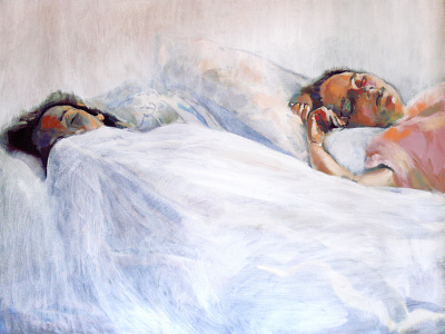 Lilasaz- i dreaming figurative figure fine art fineart friends girls oil on canvas oil painting portrait sisters sleeping white