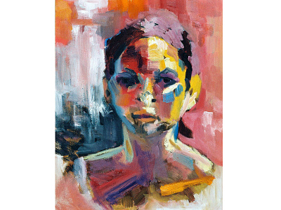 Self-Portrait colorful expression figurative figure fine art fine arts fineart oil on canvas oil paint oil painting painting portrait quick self portrait texture