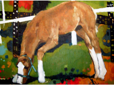 Foal abstract colorful fine art fine arts fineart foal foals horse horses landscape oil on canvas oil painting pattern