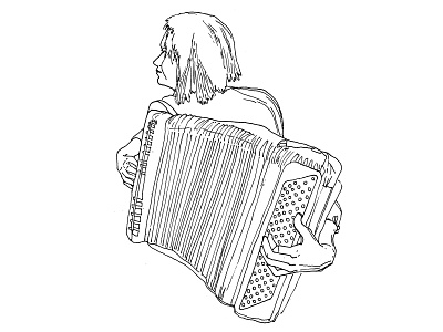 Ceylan Ertem Soluk Album Artwork accordion album art album artwork blackandwhite bnw button box drawing figure illustration illustrator linework music art musician