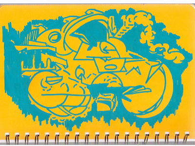 Motorbike ~ Sketchbook Yellow ☀️ graphic illustration illustrator motorbike motorcycle posca sketch sketchbook sketches yellow