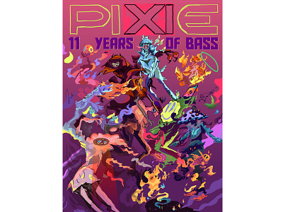 PIXIE Underground Anniversary Poster anniversary party character characters design design graphic graphic design illustration illustrator pixie underground poster poster art poster design typography