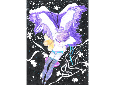 Night Owl colorful drawing figure fine art flying hunting illustration illustrator mixedmedia night owl sketch sketchbook