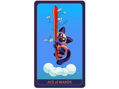 🌱 Ace of Wands 🌱 ace of wands card design character character design colorful design ecekalabak flat design flat illustrator illustration illustrator siamese tarot tarot cards tarot deck