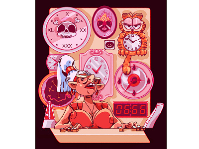 🕡🕠🕖 Appointment 🕦🕚🕚 666 appointment character character design characters clocks colorful design digital art digital drawing digital painting ecekalabak garfield illustration illustrator nirvana secretary skull