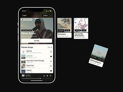 Music app. Musician's profile app clean design mobile mobile app mobile deisign music music app music mobile app novo amor song