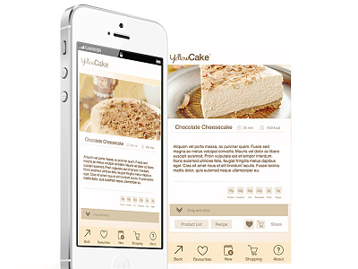YellowCake product recipe. aplication app apple cake ios mobile onelife yellow