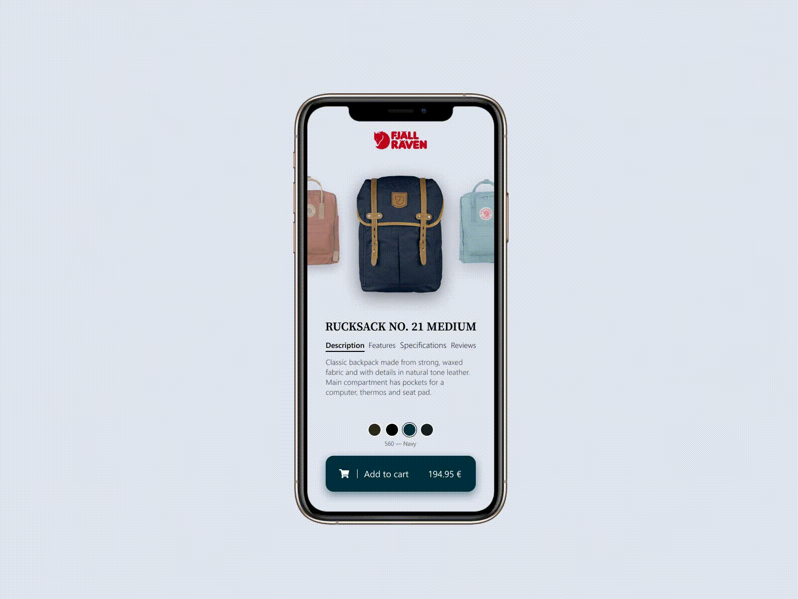 Fjallraven Kanken App app dailyui ecommerce ecommerce app kanken shop ui