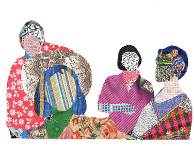 Portraits clothes collage illustration minimalistic patterns portrait