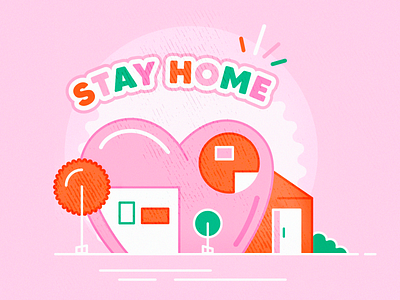 Stay home ! creative heart homepage illustration illustration art illustrator orange pink stayhome