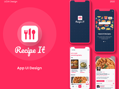 Recipe App UI Design figma food recipe interactiondesign uidesign uiux appdesign xd