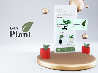3D UI Design 3d 3dillustrations blender blendermodel figma illustration plants shop ui uidesign