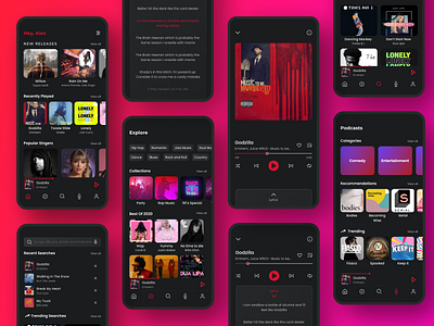 Music App UI Design appdesign figma interaction design music ui ui design uidesign uiux uxdesign