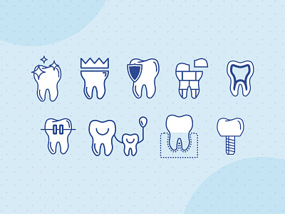 Blue Oak Dental Service Icons design icon illustration minimal web