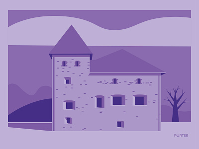 Purtse building digital illustration illustration illustration art landscape illustration monochrome purple vector vector art vector illustration
