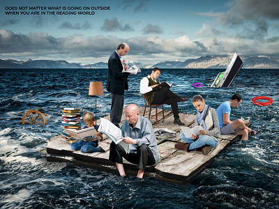 Disaster advertising boat books disaster marketing marketing campaign photoshop reading