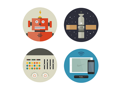 More Icons aerospace business color flat fuelband geometric icons illustration industry robot technology vector