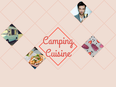 Camping Cuisine cooking devinehowest header newsletter pastel poster
