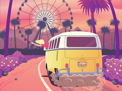Coachella trip bus coachella illustration vector volkswagen