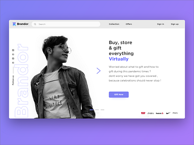 Ecommerce Landing Page UI adobexd branding design ecommerce shop gift interface interface design minimal ui photographic design soft ux ui