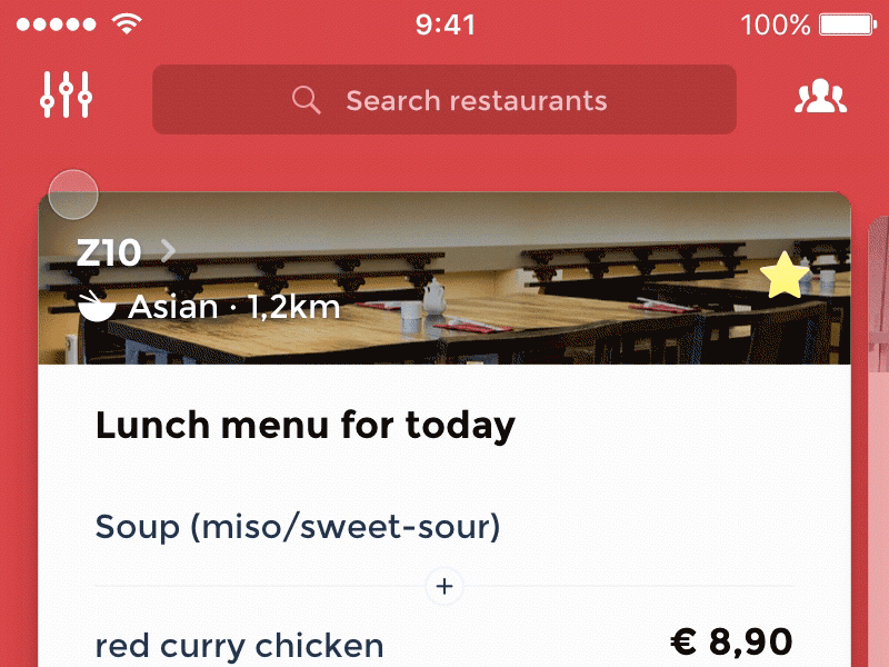 Restaurant app transitions