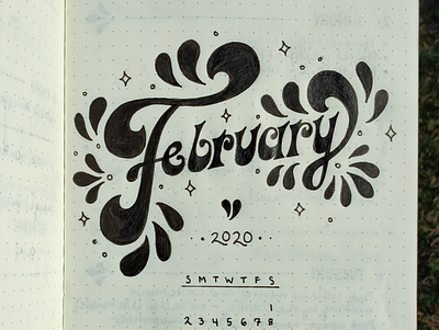 February 2020 70s calendar custom lettering design graphicdesign groovy hand lettering illustration organization type typography