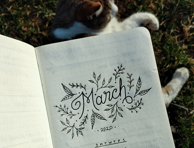 March 2020 calendar cursive font custom custom lettering design flower graphic design hand lettering illustration lettering organization type typography