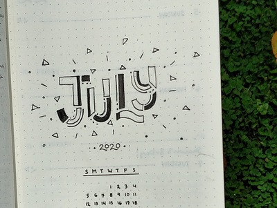 July 2020 calendar calendar design design graphicdesign illustration sketch type typography