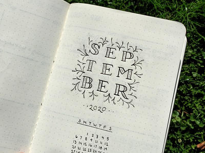 September 2020 calendar design graphic illustration ink pen typography